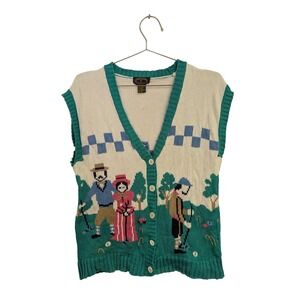 VTG Vintage Charter Club by Jane Justin Sweater Vest Made in Hong Kong Croquet S